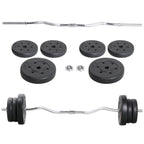Juego de pesas Sz-Barbell Set Curlset 20/25/30 Kg, juego de barra larga con 6 discos, Sz-Bar para entrenamiento de fuerza, barra de curl con pesas