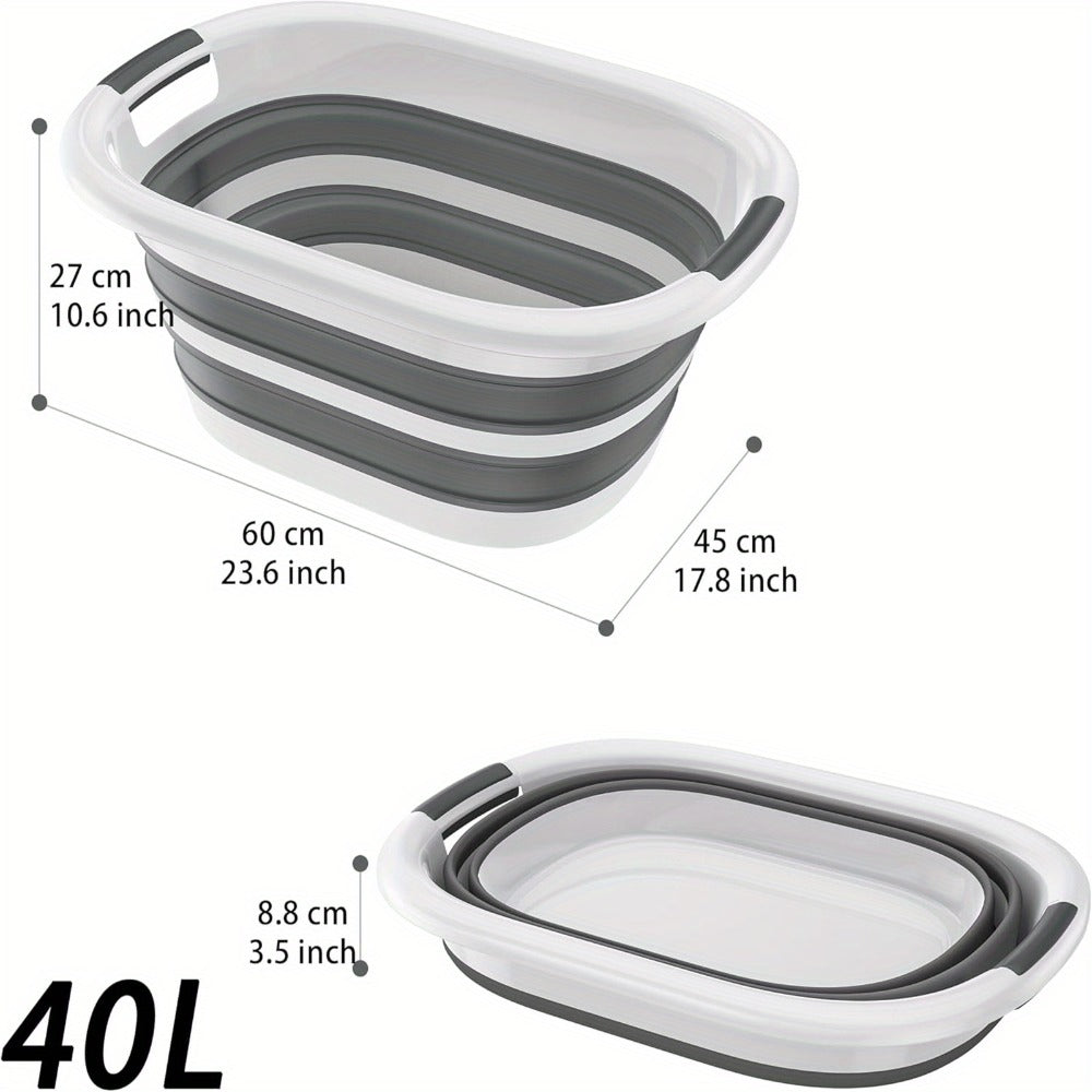 Canasta de Lavandería Plegable de 26L/40L Hecha de PP + TPE, Canasta de Lavado Ahorradora de Espacio con Asas, Contenedor Portátil para Lavado y Almacenamiento en Casa, Camping, Cestas de Lavandería