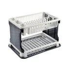 Escurridor de platos plegable de gran capacidad con bandeja de goteo, secador de platos