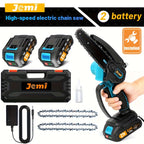 Jemi Tool Mini Motosierra 15.24cm con Batería 1/2 X 21V, Potente Motosierra Eléctrica Pequeña Portátil de Mano con Lubricador Automático, Ligera, 1.0 KG, de Mano, Fácil para Podar, Cortar, Recortar