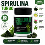 Spirulina Turbo – Suplemento Dietético a Base de Espirulina – 60 Tabletas Veganas de 500 mg – Apoyo para la Rutina Diaria y el Bienestar