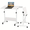 Mesa Rodante de 80X40Cm para Sofá Cama, Mesa Auxiliar Móvil Ajustable en Altura de 64-89Cm, Escritorio Plegable de 4 Ruedas con Bloqueo, Mesa Auxiliar para Sofá, Dormitorio
