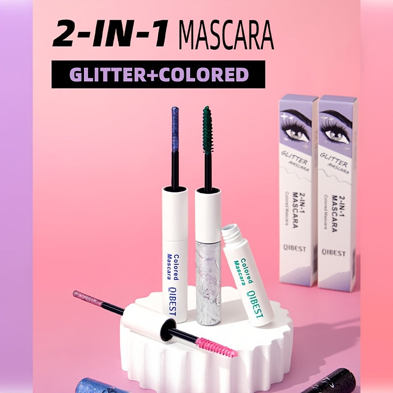 Máscara de pestañas esponjosa, máscara de pestañas con brillo colorido, a prueba de manchas, rizos y alarga, resistente al agua y de larga duración, fórmula voluminizadora, alargadora y rizadora, brillo duradero, brillo encantador, cepillo diseñado para u