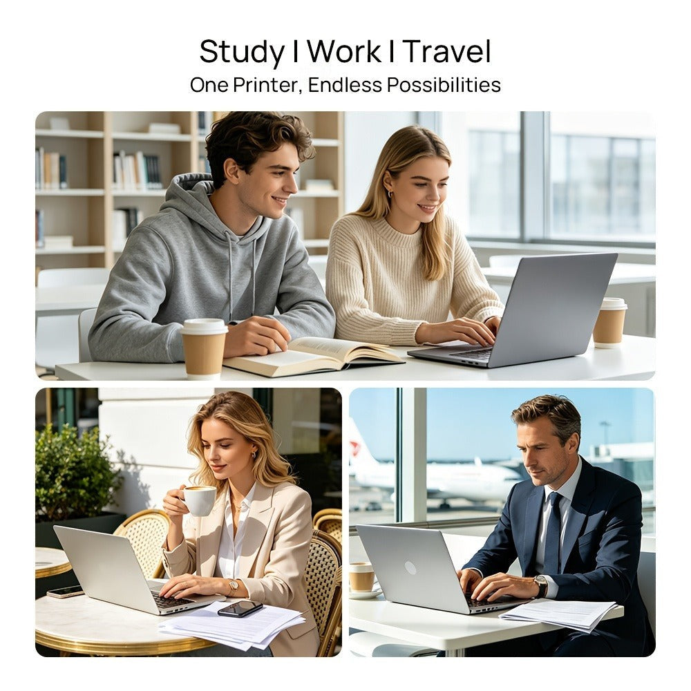 Impresora Térmica Inalámbrica A10A, Batería de 1800Mah, Impresora Móvil Compacta para Viajes, Oficina, Hogar, Incluye 10 Hojas de Papel Térmico. Compatible con Smartphones y Computadoras