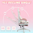 Silla de Oficina Rosa Adorable, Forma de Orejas de Gato con Respaldo de Patas de Gato - Silla Ergonómica Reclinable para Computadora, con Reposapiés Ajustable, Capacidad de Carga de 136.08 KG, Asiento Estético Exclusivo para Adultos, Máxima Comodidad