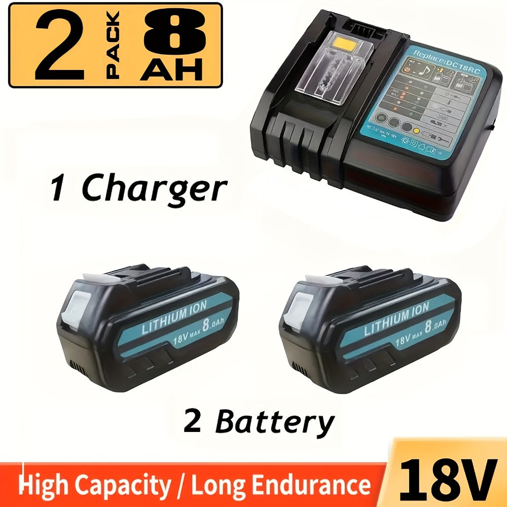 Pack de baterías de 8 Ah con cargador doble | Herramientas compatibles de 14,4 a 18 V