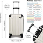 Maleta de embarque de carcasa rígida ABS 55x35x20cm, carrito de viaje, equipaje de mano de cabina, 33L, regalo de Black Friday, Día de Acción de Gracias, Navidad