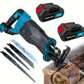 Sierra de vaivén, sierra eléctrica inalámbrica de 500 W con velocidad variable de 0-3500 RPM, 4 hojas, para cortar madera y metal, con 2 baterías de 3.0 A + cargador, para batería Makita