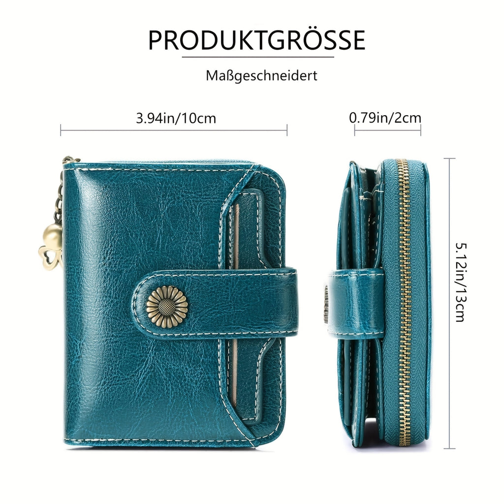 Billetera para mujer, protección RFID, billetera pequeña, multi-compartimento, bolso, monedero para mujer, billetera de cuero para mujer