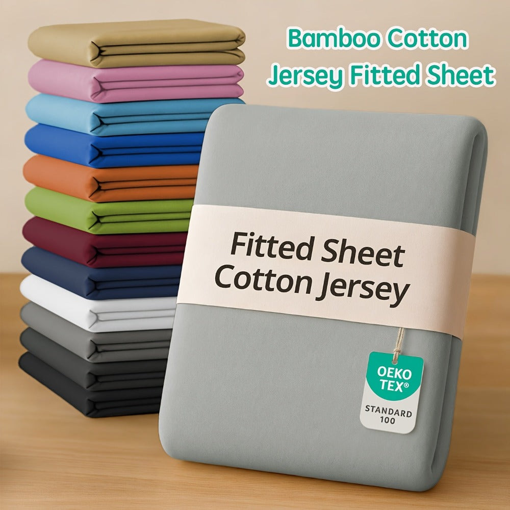 1 Sábana Ajustable de Bambú y Algodón, Sábana Ajustable para Niños, Cubre Colchón Suave, Sábana Transpirable para Todas las Estaciones, Ropa de Cama Lavable a Máquina para Dormitorio, Habitación de Invitados y Escuela, Color Aleatorio