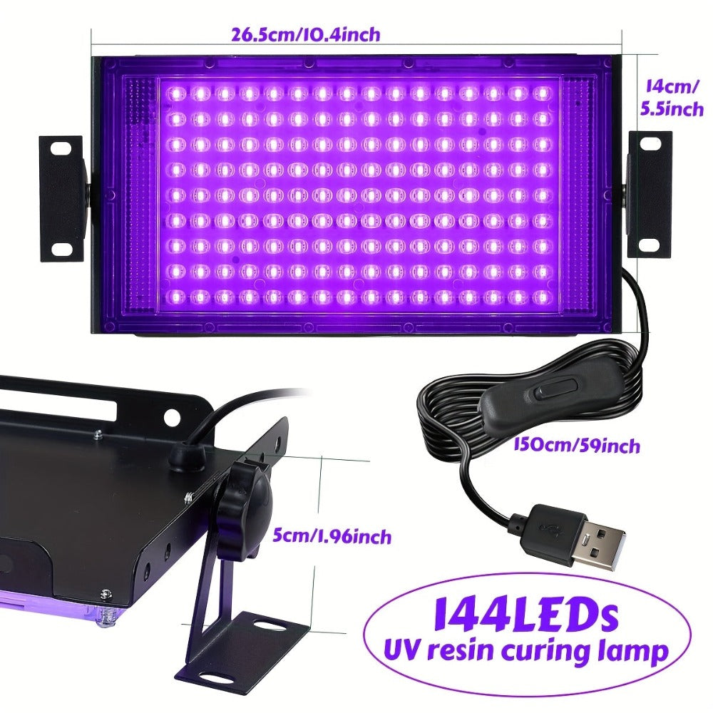 Lámpara de curado de resina Pro de 144/96 LEDs, con área de cobertura más grande y luces más concentradas, luz de resina portátil para moldes de resina, fabricación de joyas, con 144/96 cuentas LED de alta calidad, con enchufe USB y interruptor y cable de