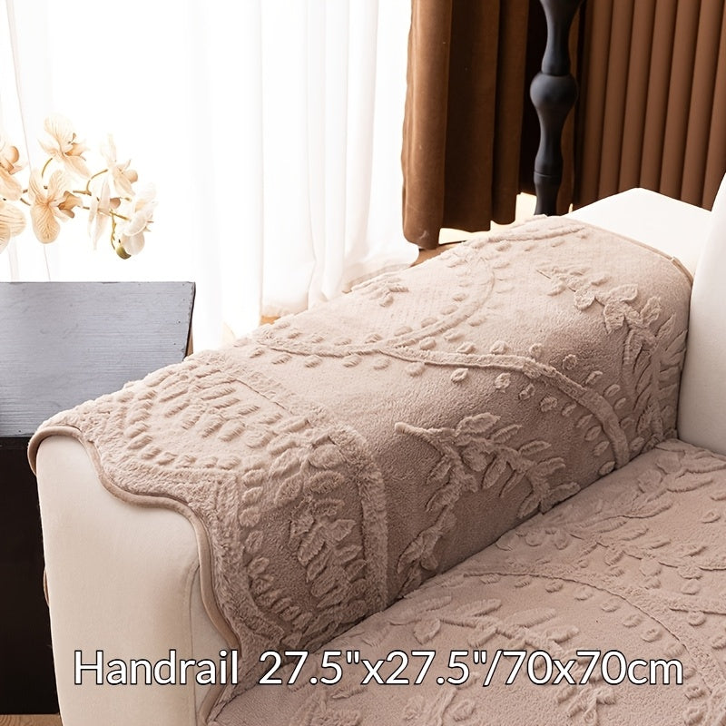 1pc Funda de Sofá con Estampado de Leopardo - Piel Sintética Gruesa y Cálida, Protector Antideslizante para Mascotas con Borde Decorativo en Hojas, Apto para Sofás de 1-4 Plazas y Seccionales, Lavable a Máquina para Sala, Dormitorio u Oficina, Diseño Jacq