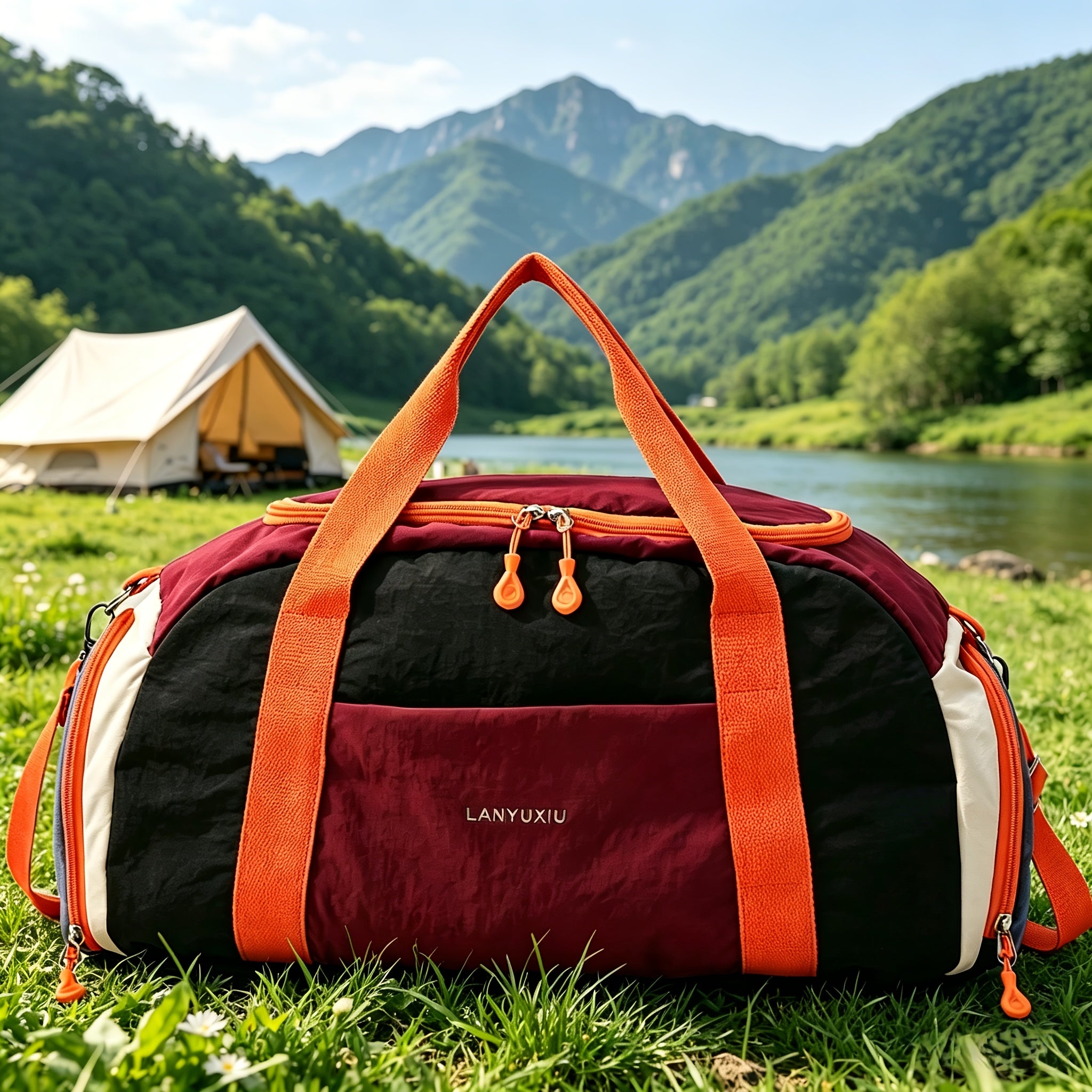 Bolsa de viaje deportiva de gran capacidad, estilo minimalista, tela resistente al desgarro, diseño de separación para seco y húmedo, compartimento principal espacioso, compartimento independiente para zapatos, adecuada para deportes al aire libre, fitnes