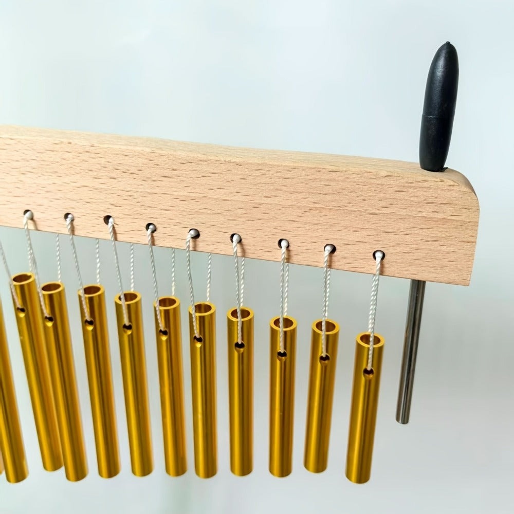Carrillón de viento de 36 tonos con soporte, instrumento de percusión de aluminio prémium, la mejor opción de regalo, equipado con cuerda de repuesto adicional