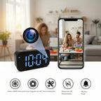 Cámara con reloj digital 1080P FHD, cámara de seguridad con tarjeta SD de 32 GB, punto de acceso AP y WiFi6, visualización remota en tiempo real, almacenamiento local, detección de movimiento, para uso en interiores en hogar, oficina y tienda inteligentes