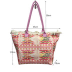 MEJORADA Bolso de playa grande con estampado bohemio, ideal para verano, con flecos de algodón, forro interior y bolsillos, 55×37×19 CM, tejido 100% poliéster