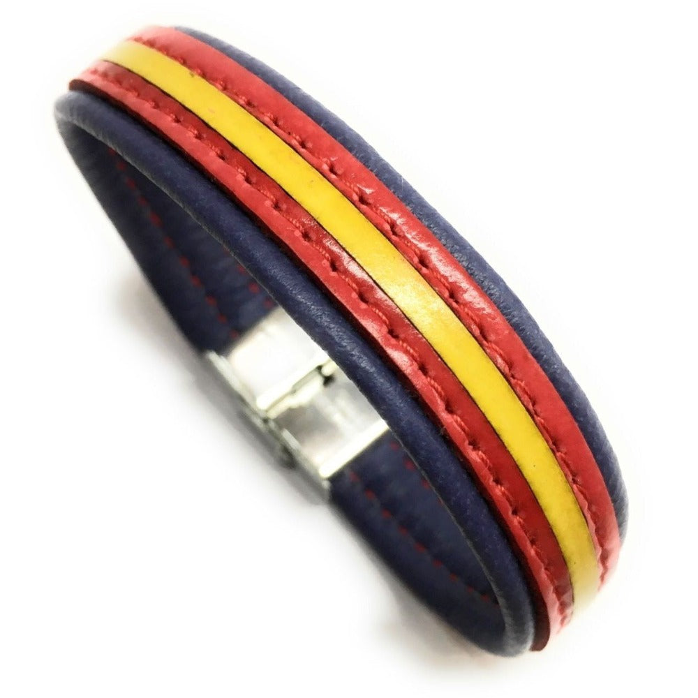 Pulsera De Cuero Bandera De España (Fabricada Artesanalmente) | Complementos de Moda Unisex para Hombres y Mujeres de Estilo Atemporal y Elegante | Regalos Originales y Exclusivos