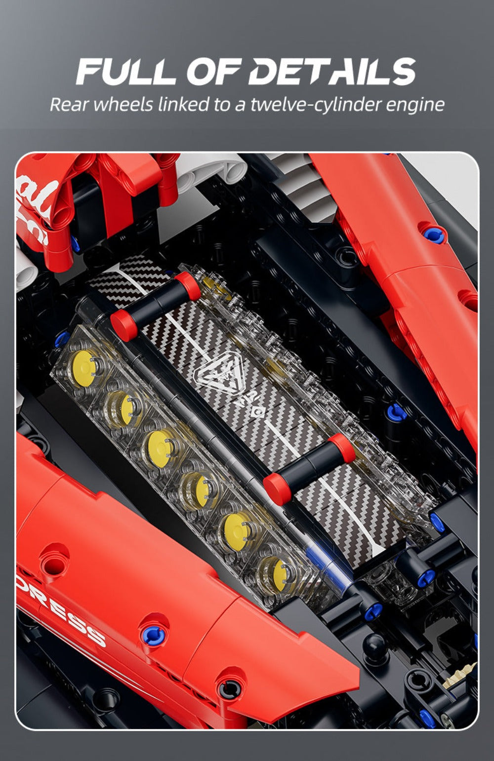 1:8 Escala Grande 1900 piezas de Bloques de Construcción de Coche Deportivo Rojo y Blanco, Kit de Modelo de Vehículo Famoso, Coche Deportivo Coleccionable, Regalo Perfecto para Amantes, Juguete de Ensamblaje para Adultos, Regalo de Cumpleaños/San Valentín