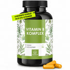 NATURALKRAFT® Complejo de Vitaminas B Premium - 500 Μg de Vitamina B12 y 400 Μg de Ácido Fólico - 8 Vitaminas del Grupo B (B1, B2, B3, B5, B6, B7, B9, B12) para Energía, Sistema Nervioso y Metabolismo - Vegano y Probado en Laboratorio - 180 Cápsulas