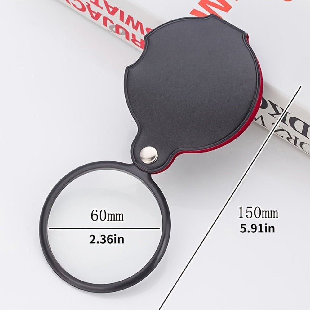 Juego de lupa de mano y mini lupa plegable (paquete de 2), lupa de mano de aumento 10X - Lente de vidrio HD y mango de madera, para ciencia, lectura de libros, inspección (sin batería)