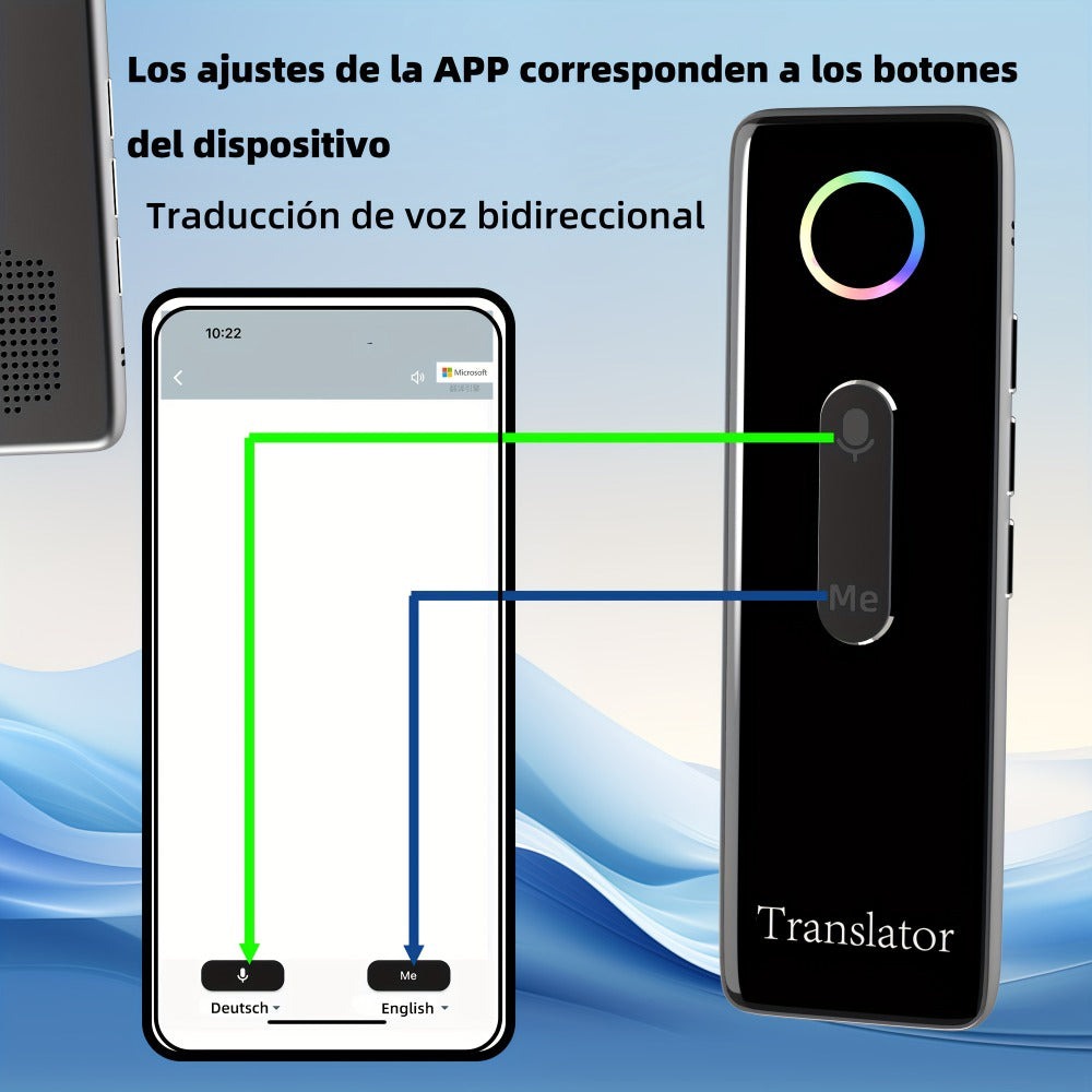 Gadget de traducción de idiomas compacto, traductor bidireccional instantáneo, aplicación de traducción de voz en línea, compatible con 136 idiomas, dispositivo de traducción altamente preciso para viajes, negocios y educación