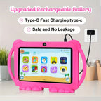 EATMPC, Tableta para Niños de 17.78 cm con Control Parental, Android 14 y 4GB RAM, 32GB ROM, Pantalla IPS Protección Ocular, Aplicaciones Educativas Preinstaladas, GMS, Funda Antigolpes, Compatible Netflix y YouTube, Rojo/Azul