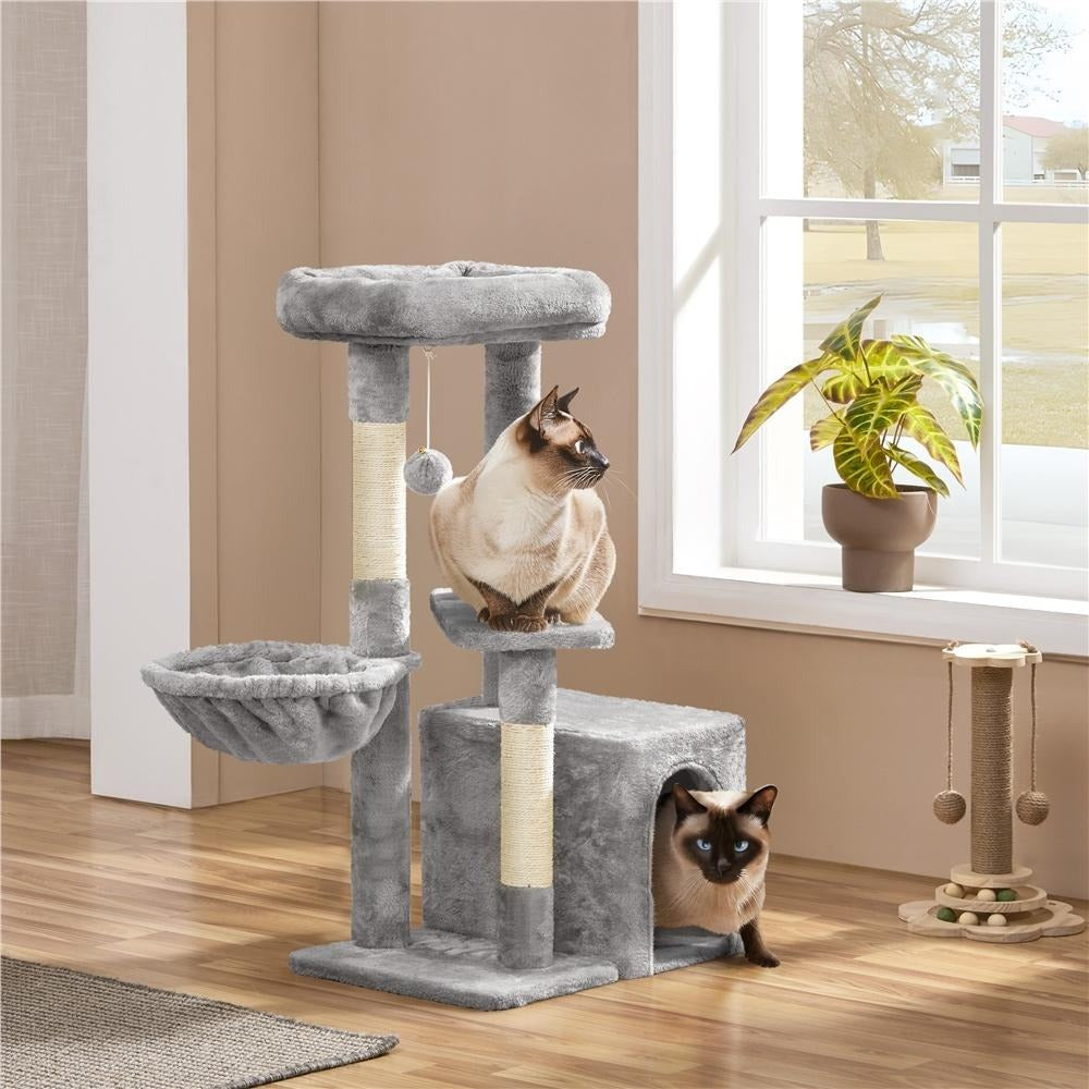 Costoffs Árbol de Gato con Plataforma de Altura de 87 Cm Árbol de Escalada con Cueva Cesta Postes de Sisal