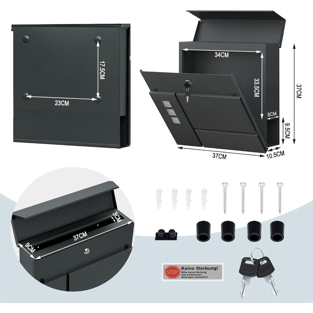Buzón con cerradura y compartimento 1pc 10.5 cm | Entrada, correo y exterior