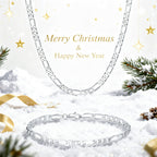Elegante y versátil set de collar y pulsera Fegaro de plata 925, apto tanto para hombres como para mujeres, con baja alergenicidad. Perfecto para uso casual, hip-hop, punk, deportes, fiestas y regalos navideños. Viene en una exquisita caja de regalo.