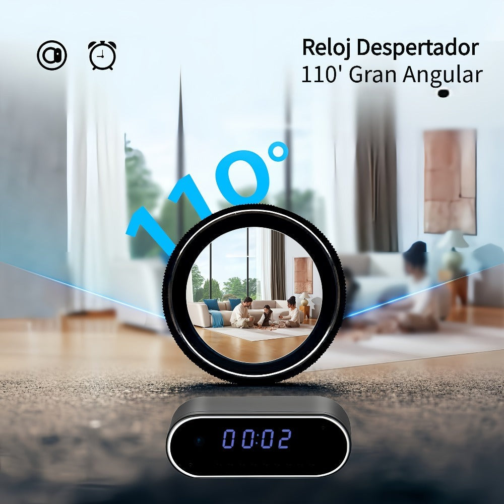 Reloj Wifi de moda con cámara 1080P, visión nocturna, reconocimiento inteligente AI, detección de movimiento, punto de acceso AP de red local, notificación de alarma con video de 6 segundos y correo electrónico, visualización remota en teléfono móvil, bat