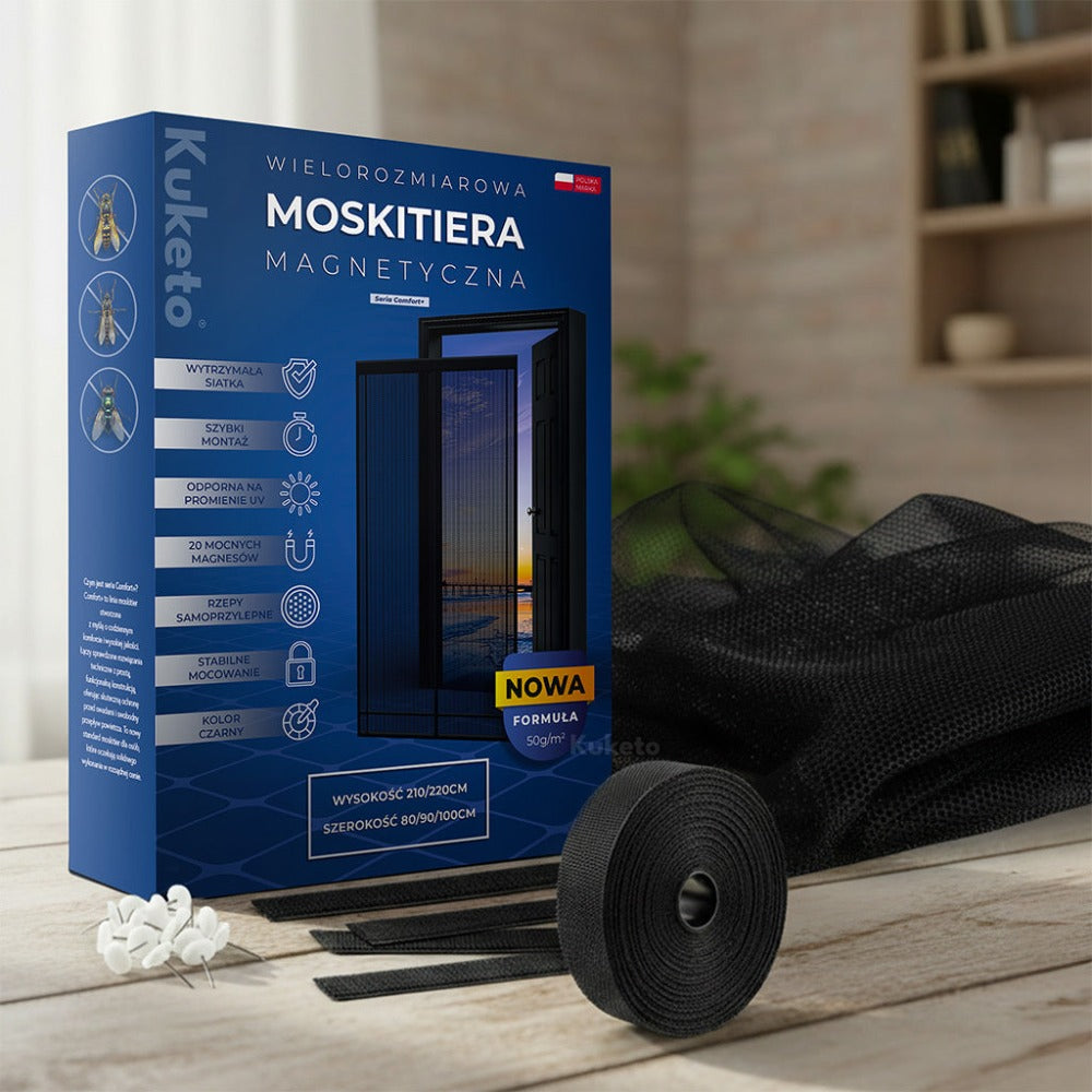 Kuketo - Mosquitera magnética negra para puertas de balcón 210/220 x 80/90/100 cm, pantalla antinsectos con imanes, cierre de , clips, cortina antimosquitos para el hogar, balcón, terraza, entrada, fácil de instalar, recortable, protección contra insectos