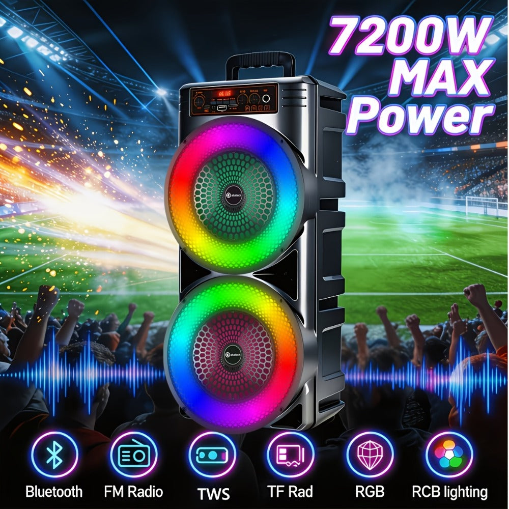 Altavoz Bluetooth de 8200W de suelo a techo, sistema de sonido estéreo sin varillas de doble altavoz, subwoofer portátil con iluminación ambiental RGB, excelente calidad de sonido, imprescindible para fiestas de Pascua/Día de la Madre, perfecto para reuni