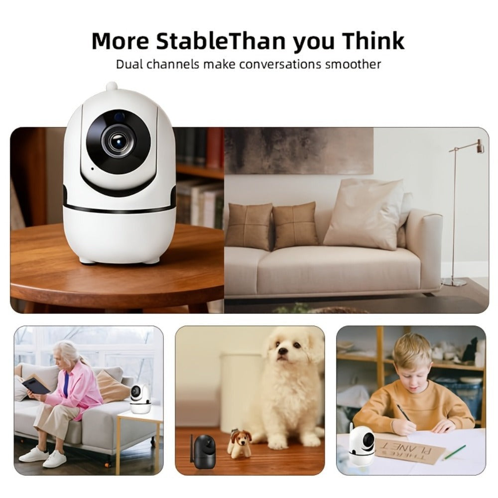 Cámara de seguridad inteligente para interiores, cámara IP inalámbrica con visión nocturna, seguimiento automático y detección de movimiento, WiFi de doble banda, aplicación móvil compatible, conector USB para monitor, vigilancia adecuada para smartphones