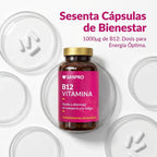 Vitamina B12 1000µg Alta Dosis | 60 Cápsulas Veganas - Sin OGM | Cianocobalamina Alta Absorción | San Pro