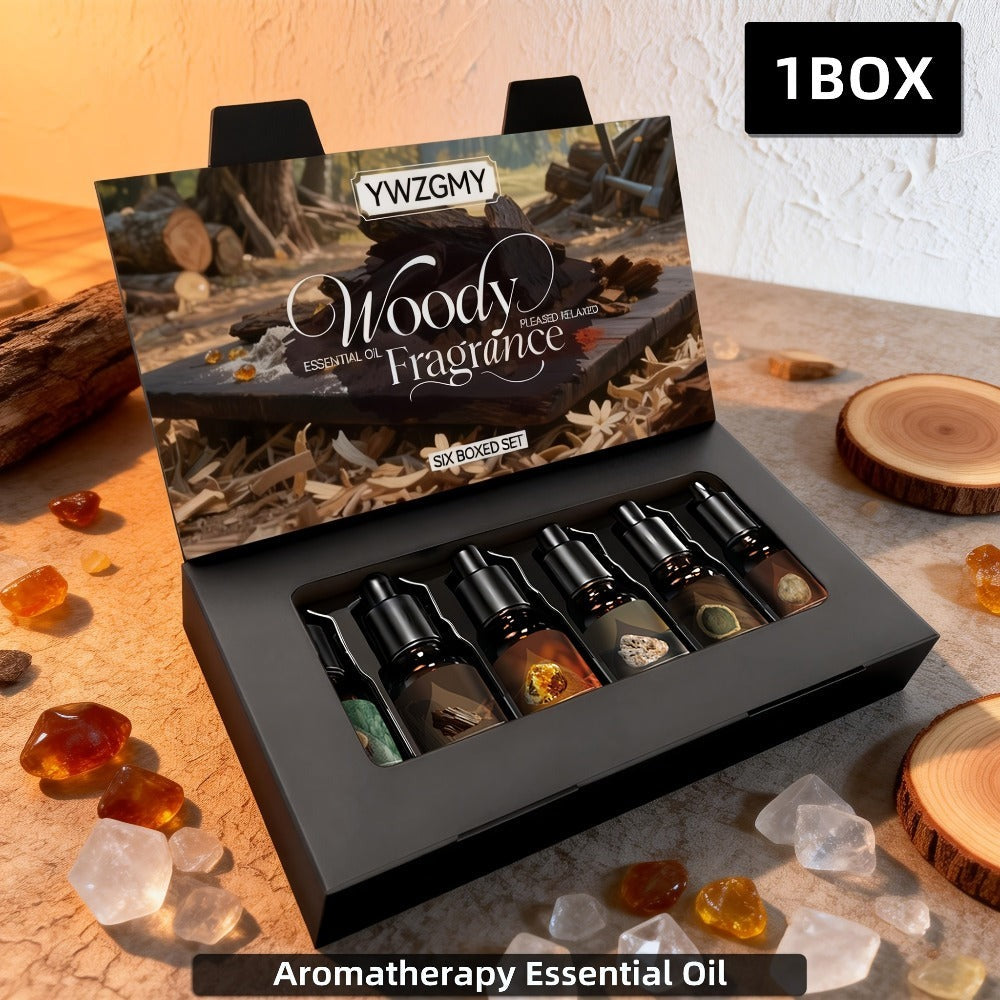 Set de Aceites Esenciales Amaderados de 6X10Ml | Ywzgmy - Aceites de Incienso para Fabricación de Velas, Difusores de Coche, Humidificadores, Purificadores de Aire, Regalos de Pascua y Ramadán, Aceites Multiusos