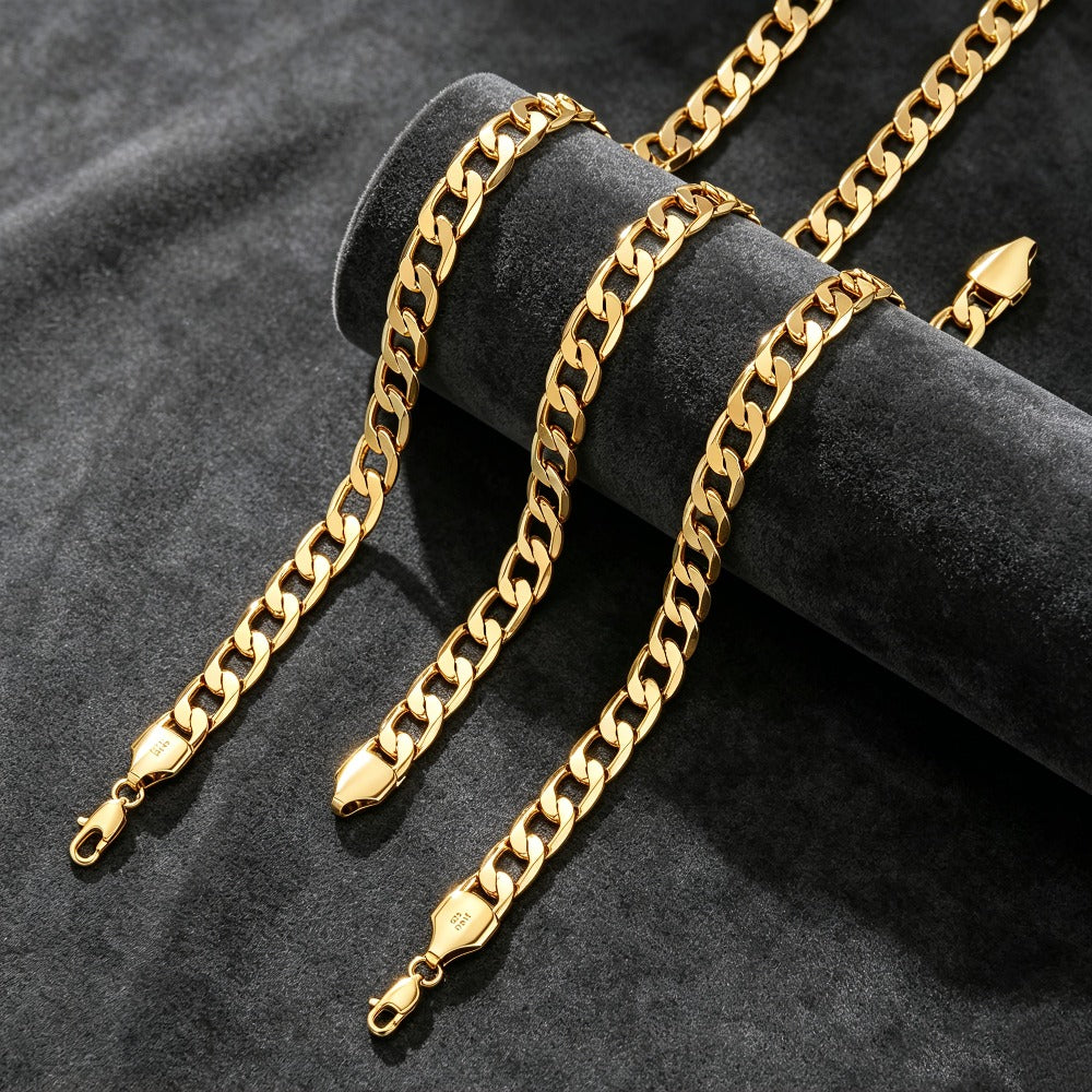 Set de dos piezas en plata 925 y oro (bracelete, collar), gramaje plateado de 10G, estilo hip hop urbano, regalo perfecto, hermosa caja de regalo gratuita