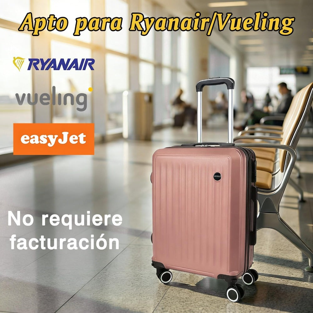 Maleta De Cabina Exclusiva Para Vuelos Europeos, Ideal Para Vacaciones De Verano Y Viajes A La Playa. Dimensiones Precisas De 55×40×20 Cm, Diseño Rígido Resistente Con 4 Ruedas Giratorias 360°, Tirador Telescópico Suave Y Cerradura De Seguridad. Ligera Y