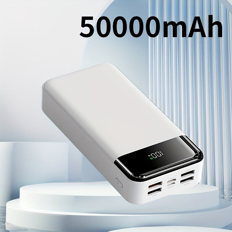 Batería externa | Un Power Bank Portátil de Alta Capacidad con Carga Rápida de 50000Mah, Cuatro Puertos USB, Interfaz Tipo-C y Micro, Adecuado