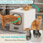 Caja de Arena para Gatos con Tapa: Arena Cerrada para Gatos, Bandeja Grande para Baño de Gatos con Diseño de Cajón de Fácil Limpieza, 38.8 X 35.8 X 48.3Cm, Sin Batería