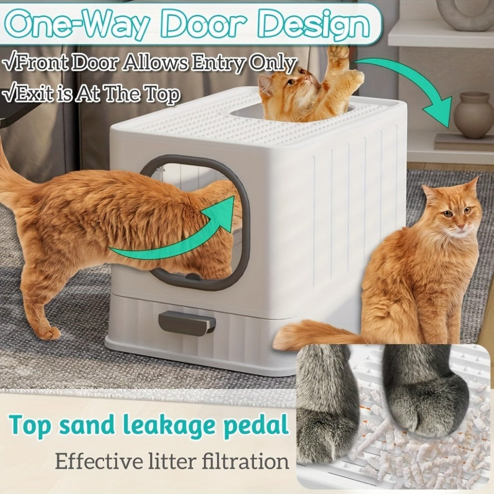 Caja de Arena para Gatos con Tapa: Arena Cerrada para Gatos, Bandeja Grande para Baño de Gatos con Diseño de Cajón de Fácil Limpieza, 38.8 X 35.8 X 48.3Cm, Sin Batería