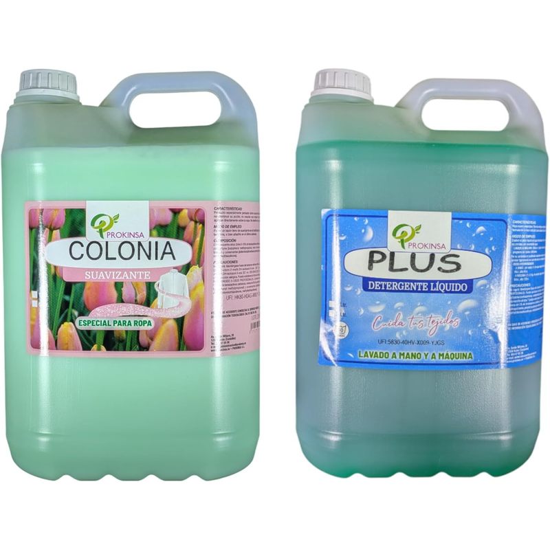 Pack Suavizante Concentrado Colonia 5L + Detergente Concentrado 5L + | Limpieza Profunda | Fragancia Duradera | Protege Color de la Ropa | Suavidad y Frescor Duradero