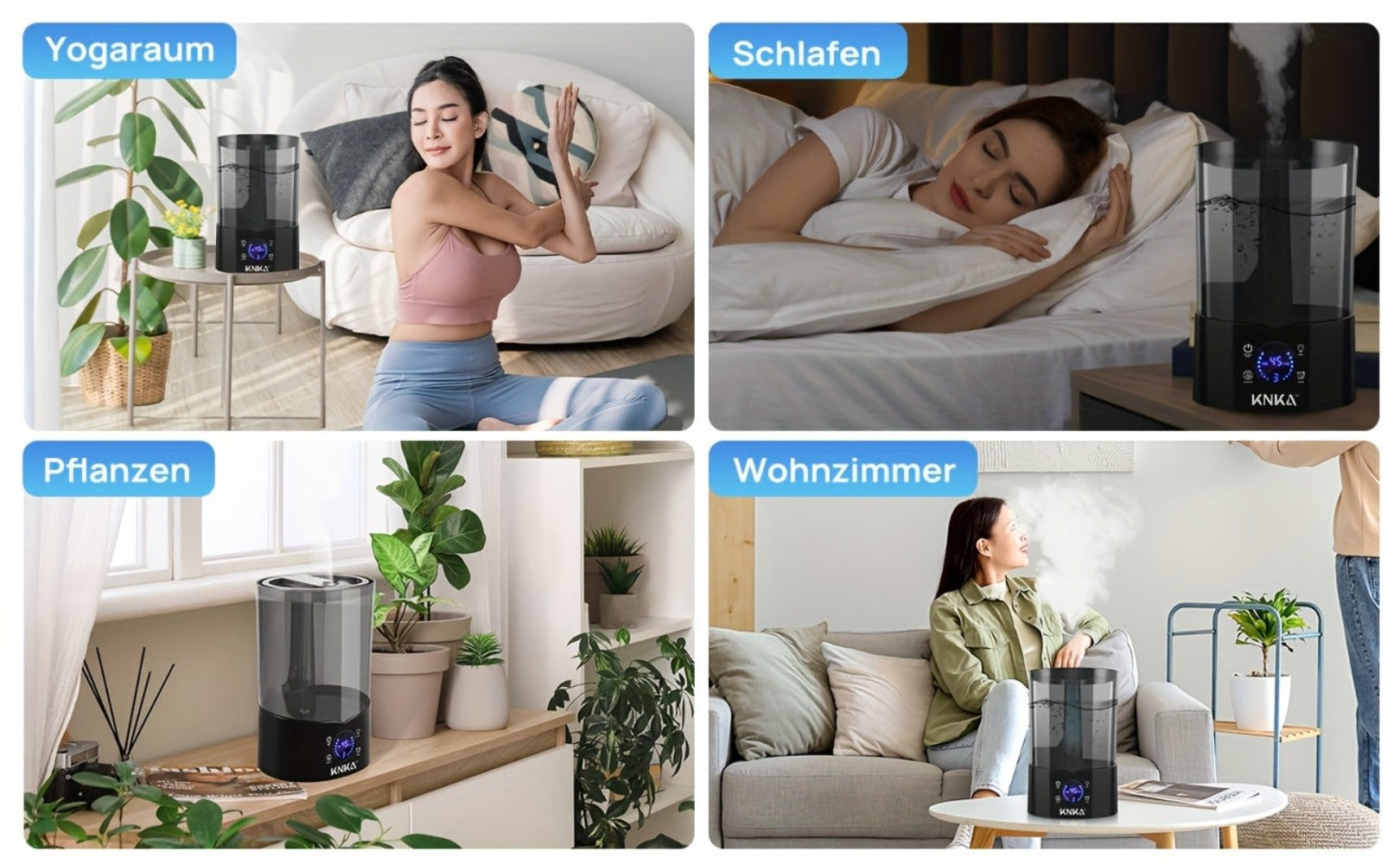 Humidificador de 4L con llenado superior para dormitorio, hogar, habitación grande de 25-35 m², 30 horas de autonomía, salida de 270 ml/h, 3 niveles de niebla con control de humedad del 45 %-90 %, 30 dB de silencio, control remoto, apagado automático - Id