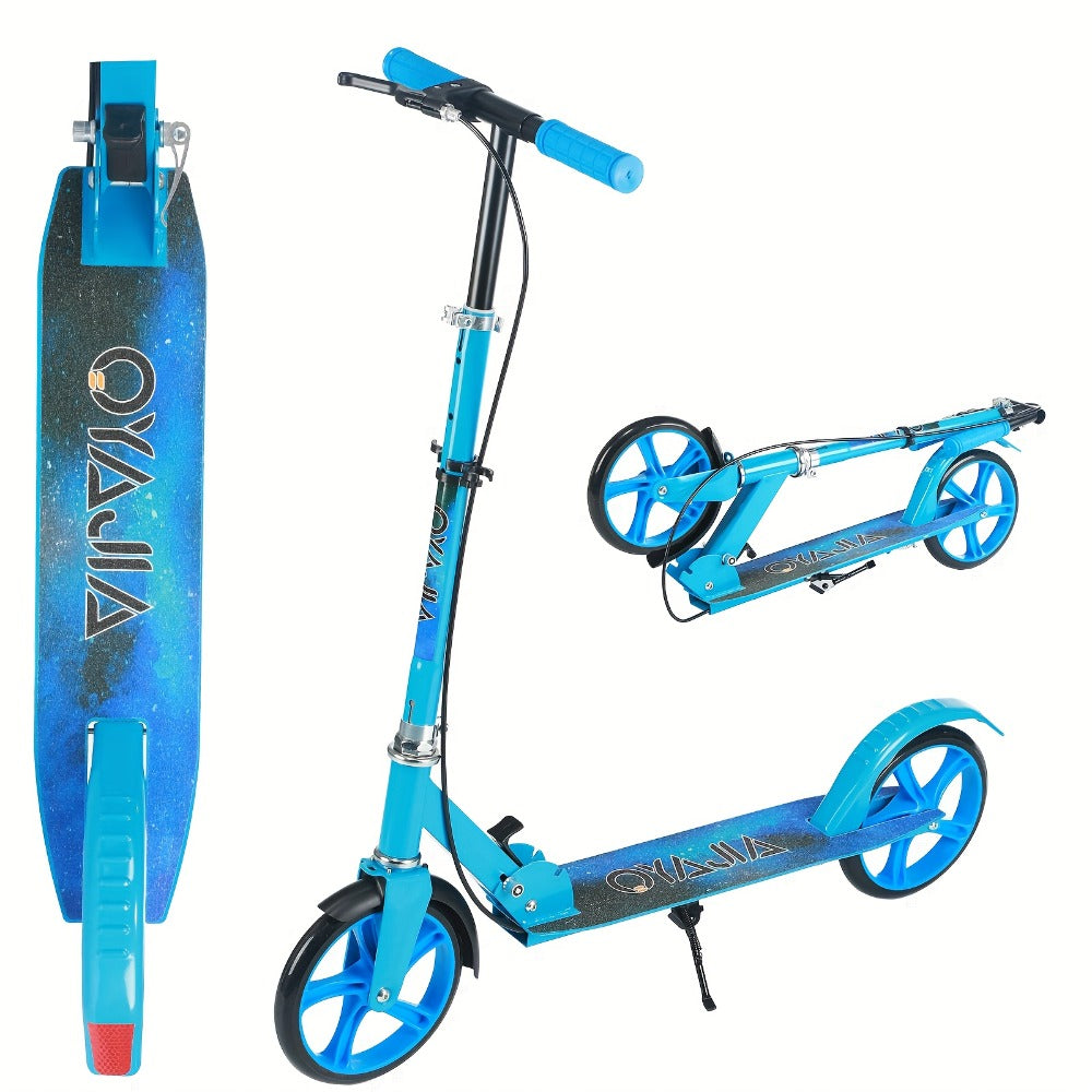 Patinete plegable, patinete de pisar, patinete urbano, patinete para adolescentes y adultos, con freno de mano y manillar ajustable, ruedas grandes y resistentes de PU, gran regalo y juguete