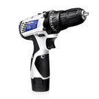 Atornillador Inalámbrico de Poder con 1x O 2x Baterías y 23 Puntas, 18+1 Ajuste de Torque, Taladro Combi de 2 Velocidades, Kit de Taladro con Garfio de 3/8" con Caja de Almacenamiento para Bricolaje en el Hogar, Luz LED para Cemento, Hormigón, Techo, Ladr