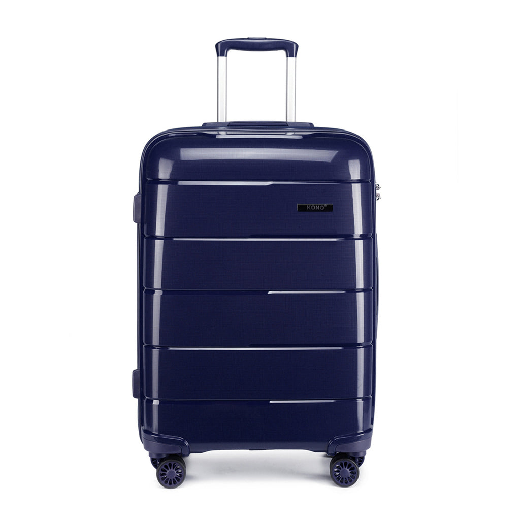 Juego de 3 maletas de carcasa rígida color azul marino, maleta de viaje con 4 ruedas, candado TSA y cremalleras YKK, maleta con ruedas de polipropileno, azul oscuro, maleta ligera de polipropileno de 4 ruedas con carcasa rígida y candado TSA, regalo de re