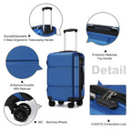1 pieza de maleta de cabina de 20 pulgadas (55 cm) de ABS prémium con candado de combinación seguro para viajes sin esfuerzo, regreso a clases, regalo de vacaciones