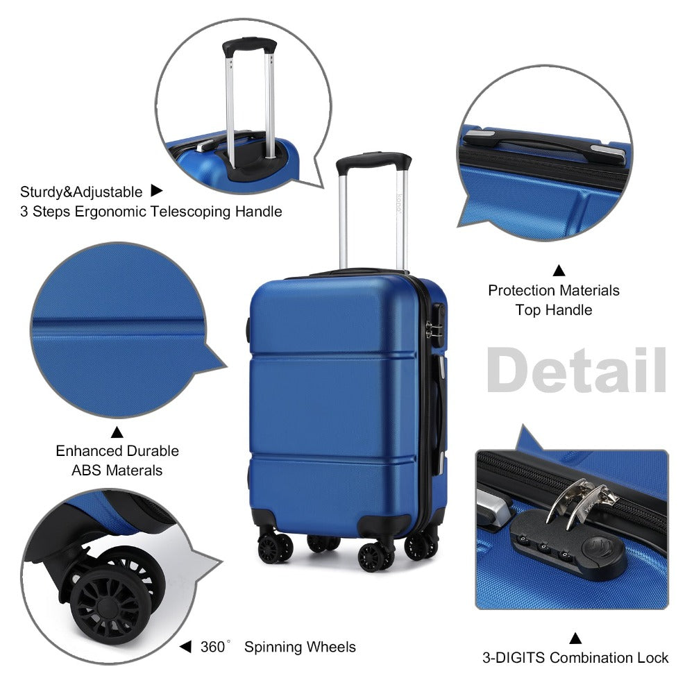 1 pieza de maleta de cabina de 20 pulgadas (55 cm) de ABS prémium con candado de combinación seguro para viajes sin esfuerzo, regreso a clases, regalo de vacaciones