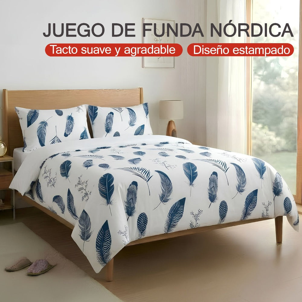 H HANSEL HOME Juego de Funda Nórdica Microfibra Transpirable – Set de Ropa de Cama con Funda de Edredón y Fundas de Almohada – Conjunto 2/3 Piezas para Dormitorio