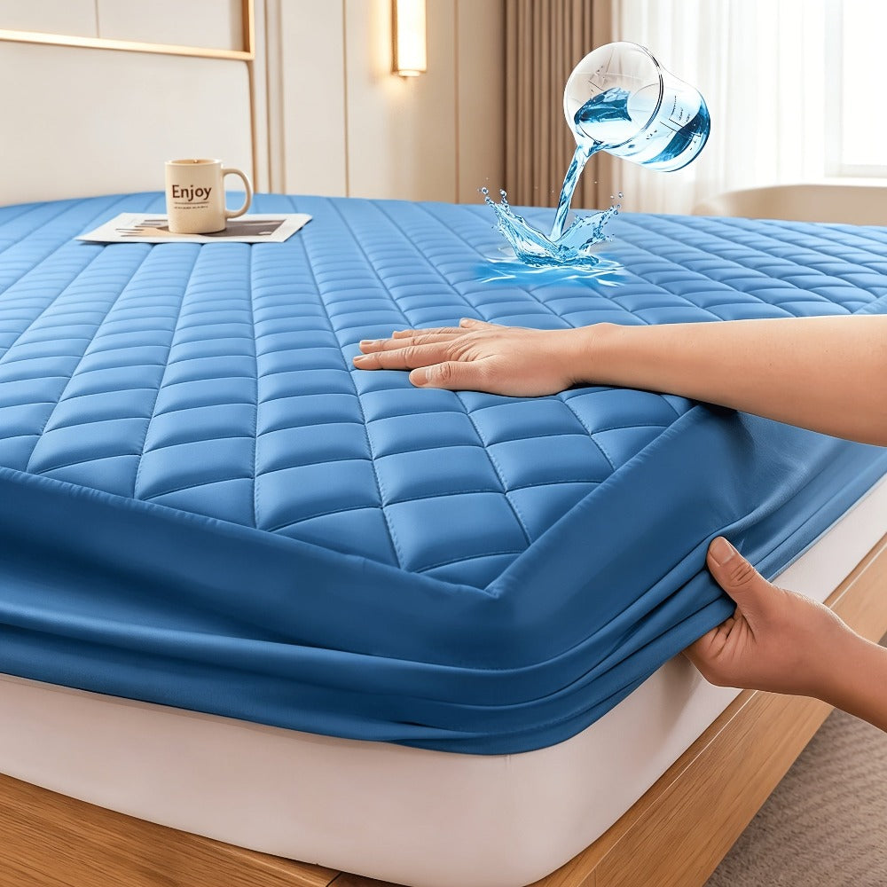 Protector de colchón acolchado impermeable refrescante de verano, 1 pieza, funda de cama ajustada ultrasuave y transpirable con bolsillo profundo, ropa de cama hipoalergénica y lavable a máquina para dormitorio, hotel y residencia de estudiantes, sin fund
