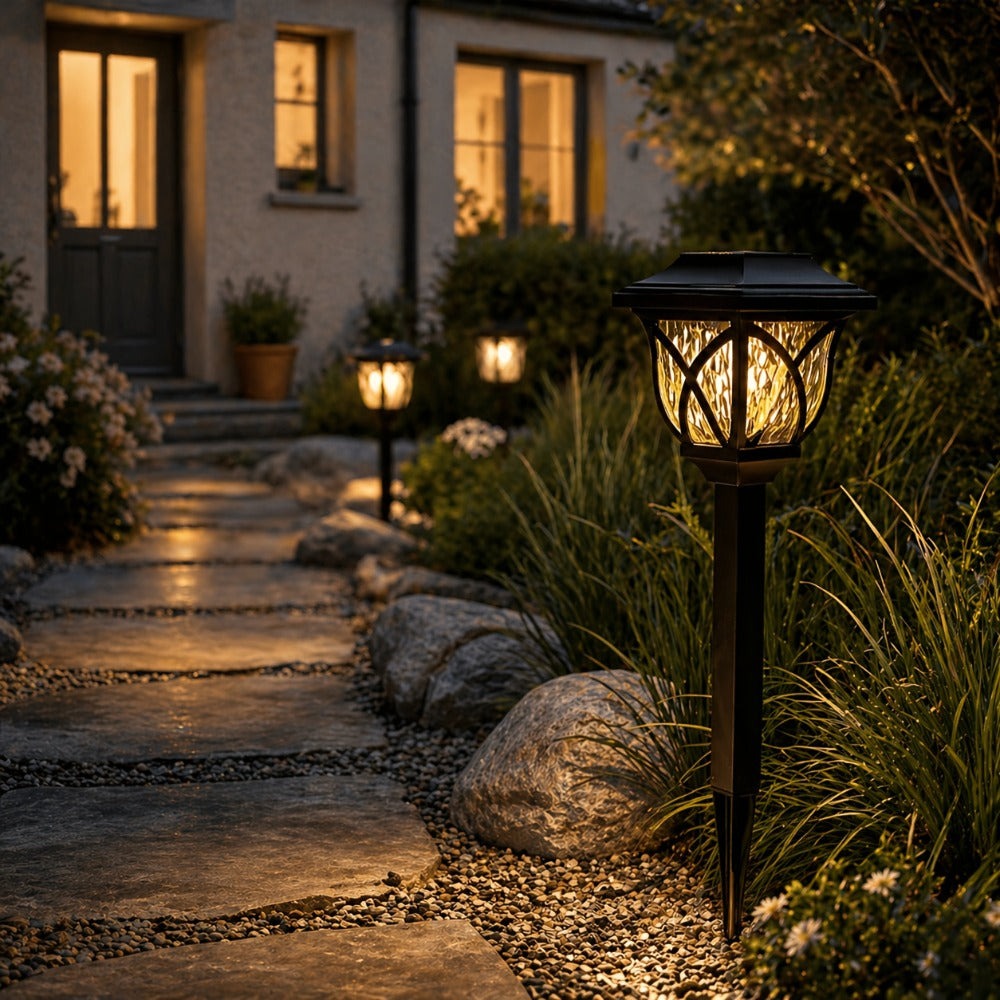Juego de 6 luces solares de camino Setonr para exterior, luces LED de estaca para jardín para césped, patio, paisajismo, patio, camino y decoración de maceteros